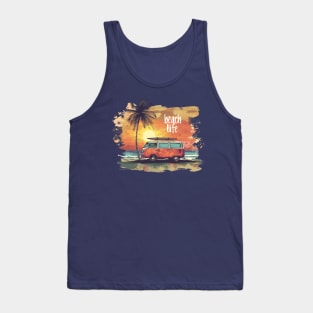 Beach Life Surf and Palm Tank Top